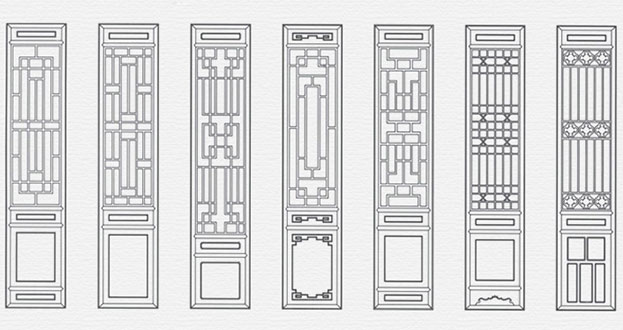 双桥常用中式仿古花窗图案隔断设计图